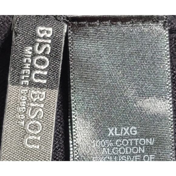 Bisou Bisou Black Cut Material Ruffled Collar Button Up Cardigan Sweater XL Soft - Picture 4 of 7